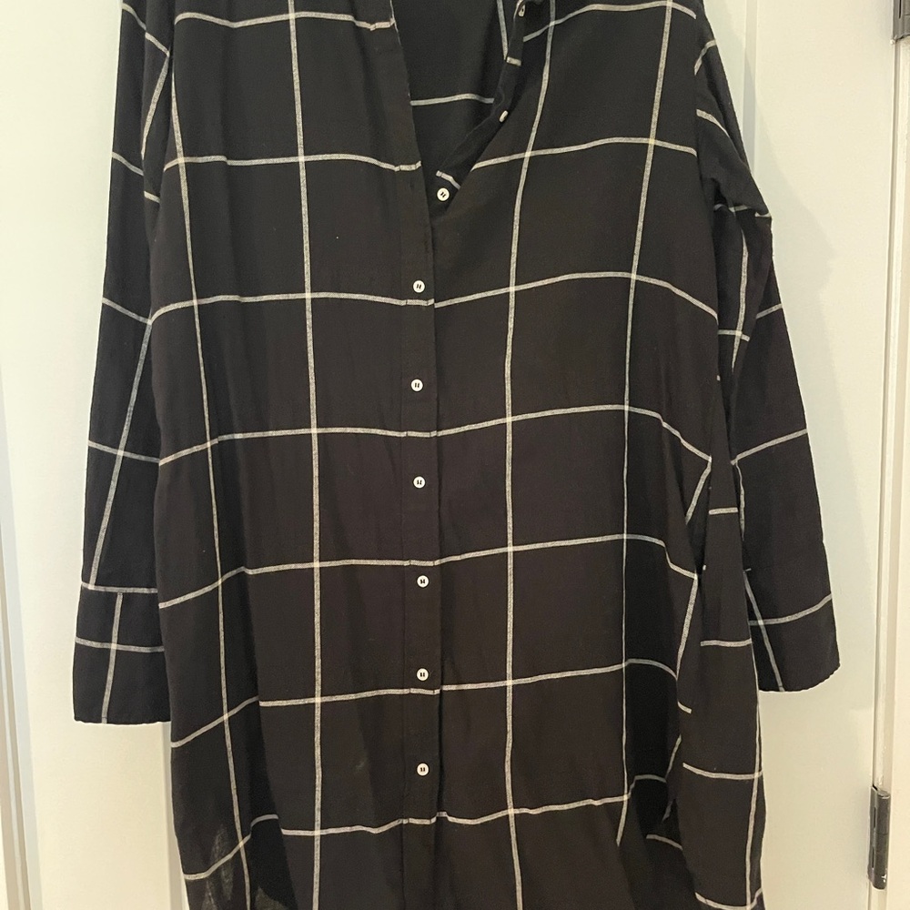 Black and White Checkered Women's Shirtdress